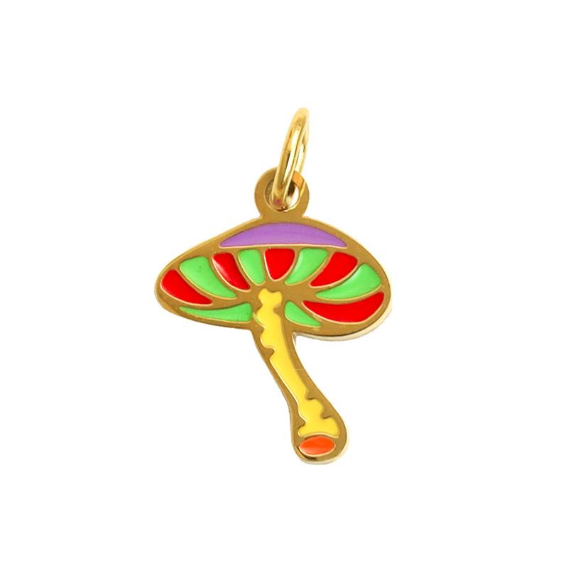 Summer On The New National Tide Does Not Fade Niche Dripping Oil Colored Mushroom Necklace Accessories Diy Design Pendant Female