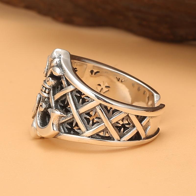 Men's Vintage Opening Punk Wind Anchor Personality Mechanical Hip Hop Trend Thai Silver Single Ring