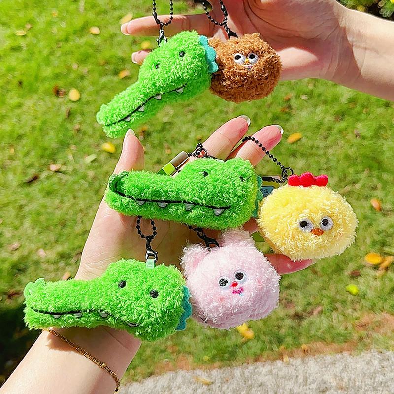 Crocodile Good Friend And Chick Bear Rabbit Dual Plush Keychain For Items Gift