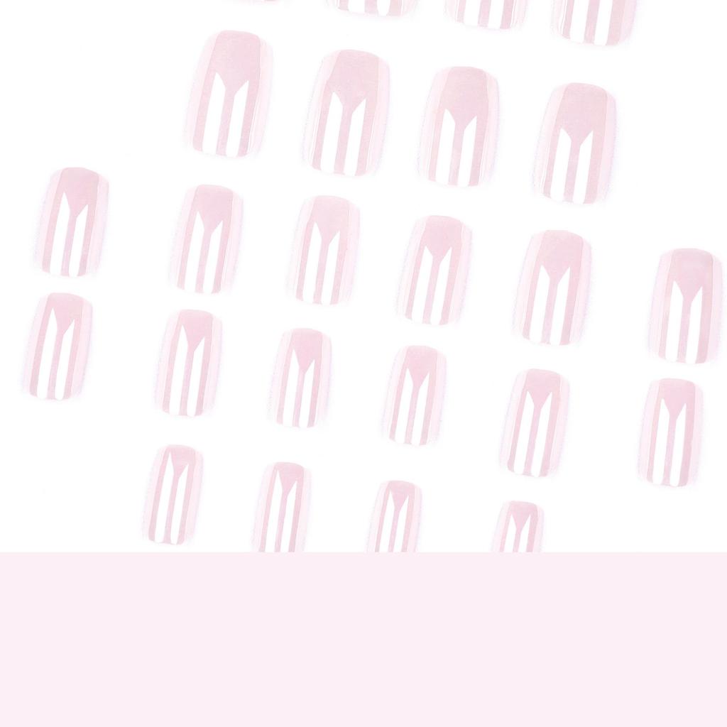 Aurora Pink Square Nail Art Stickers: Reusable & Wearable False Nail Tips