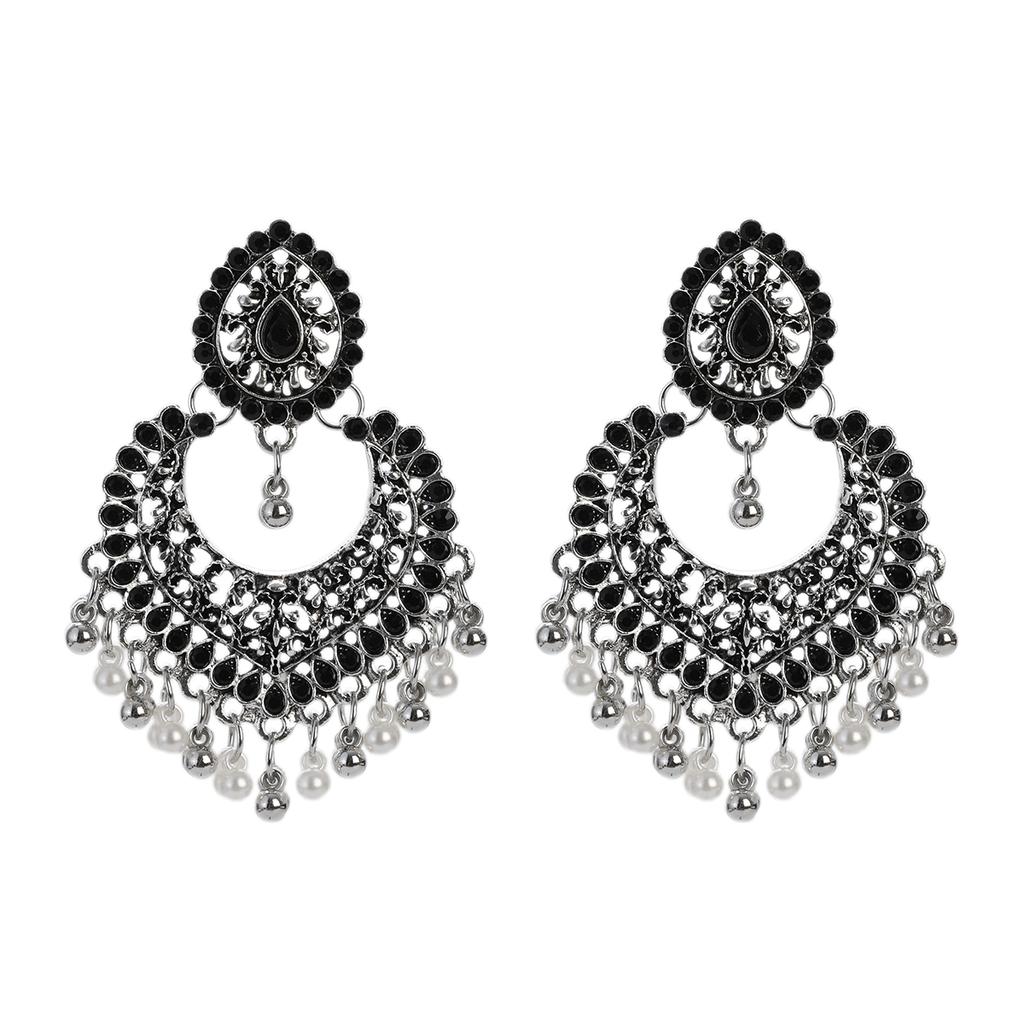 New Ethnic Gold Color Indian Jhumka Earrings for Women Pendient Heart Shape Beads Tassel Earring 2023 Vintage Brincos Zircon