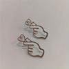 Women's Finger Heart Pendant Earrings - I Love You Gesture Jewelry, Simple Everyday and Valentine's Day Gift,  Elegant Earrings, Sweet Ear