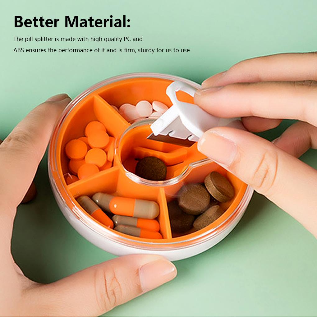 Pill Splitter Box ABS PC Resuable Stainless Steel Slicer Storaging Tablet Divider Office Business Trip Organizer Accessories