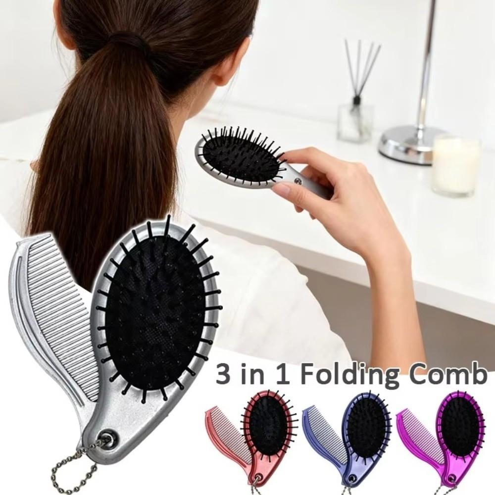 3-in-1 Foldable Hair Comb Mirror Foldable Air Cushion Comb Fashion Massage Comb