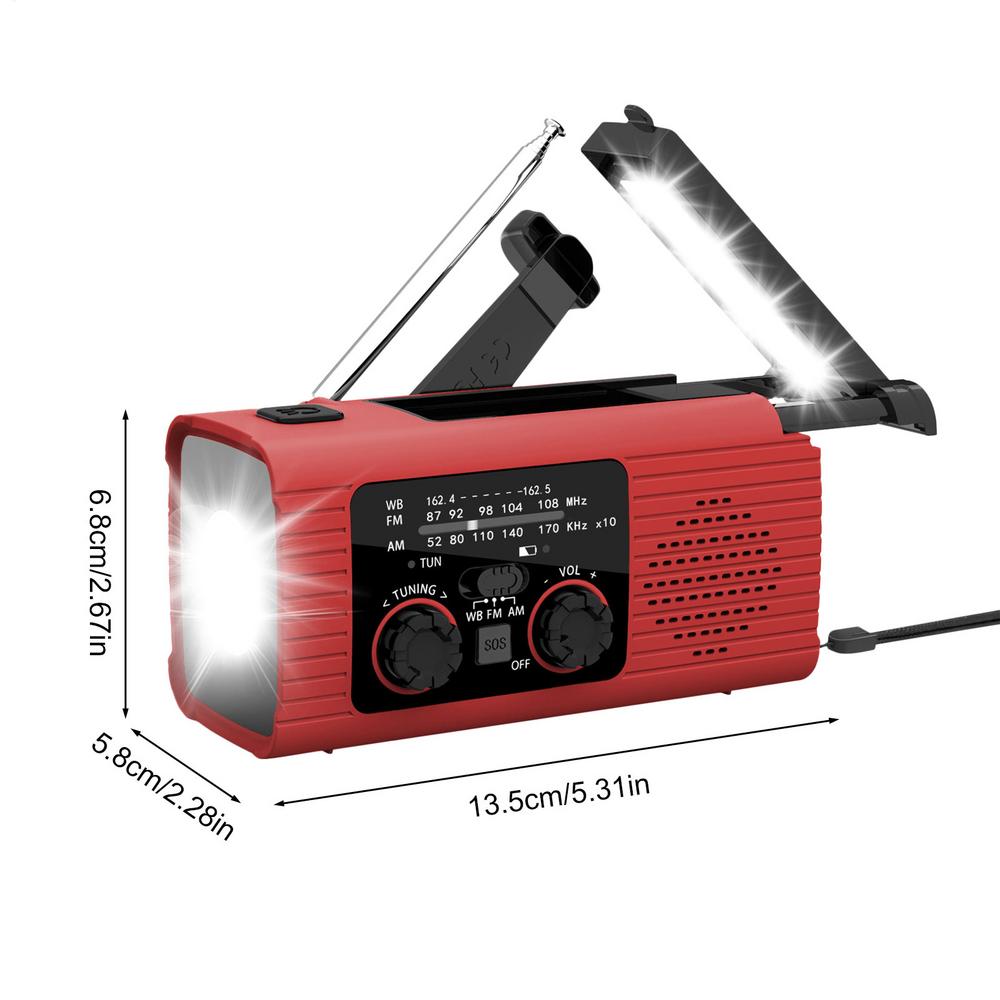 Portable Solar Radio Flashlight Hand Crank Weather Radio AM/FM/NOAA Radio Crank Radios 3 Way Charging Survival Radio For Camping
