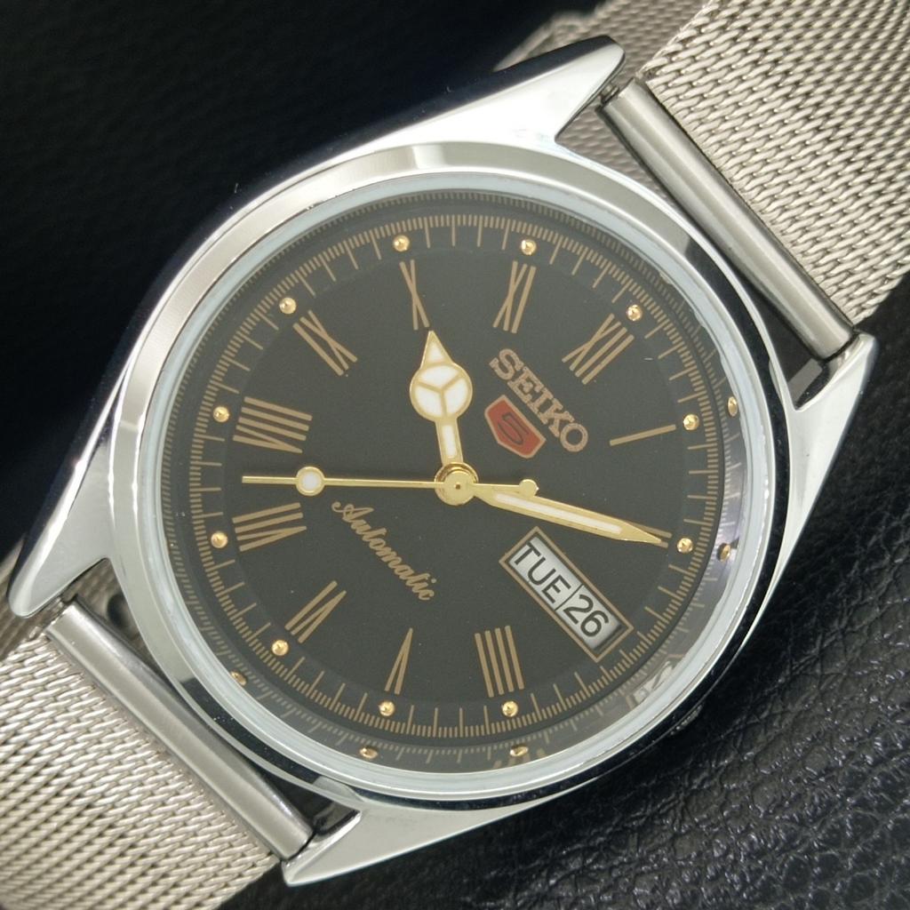 JAPAN VINTAGE REFURBISHED SEIKO 5 AUTOMATIC 6309A MENS BLACK WATCH a442147-4