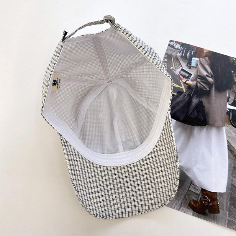 Spring Summer Plaid Embroidery Baseball Cap Korean Fashion Casual Outdoor Sunshade Duckbill Hat for Men Women