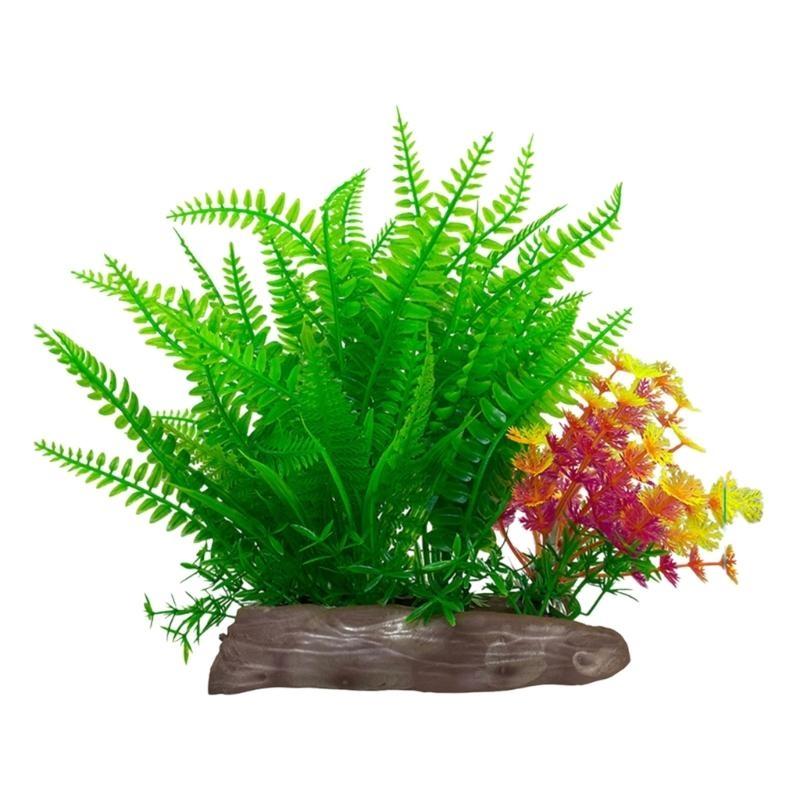 Fishtanks Landscaping Water Plant with Base Aquariums Safe Decorative Green Plant