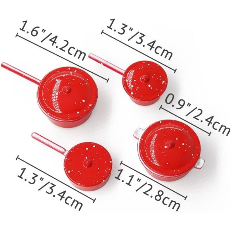 1/12 Miniature Pots Cooking Pot Set of 4 Dollhouse Kitchen Cookware Accessories