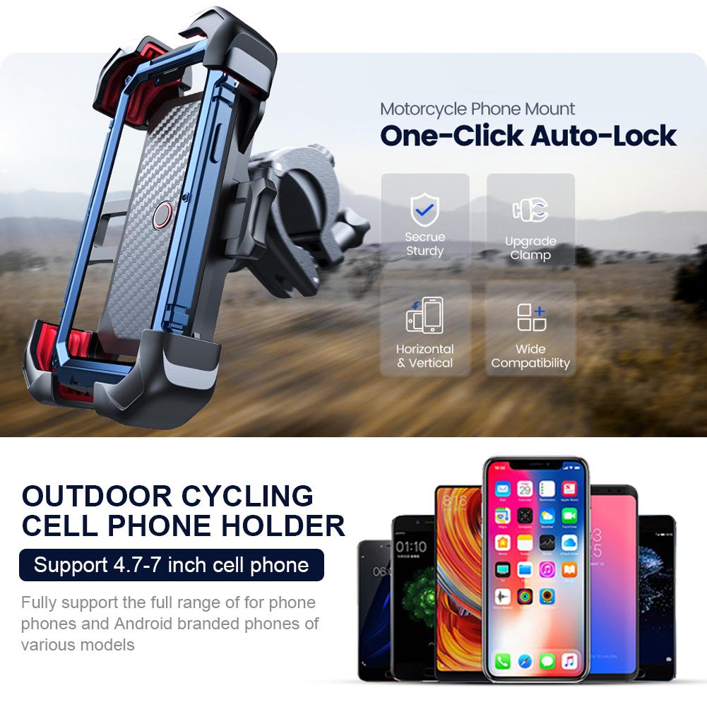 Bike Phone Holder 360 Degree Rotating Motorcycle Phone Mount Shockproof Cycling Phone Stand Anti-slip for 4.7-7 Inch Smart Phone