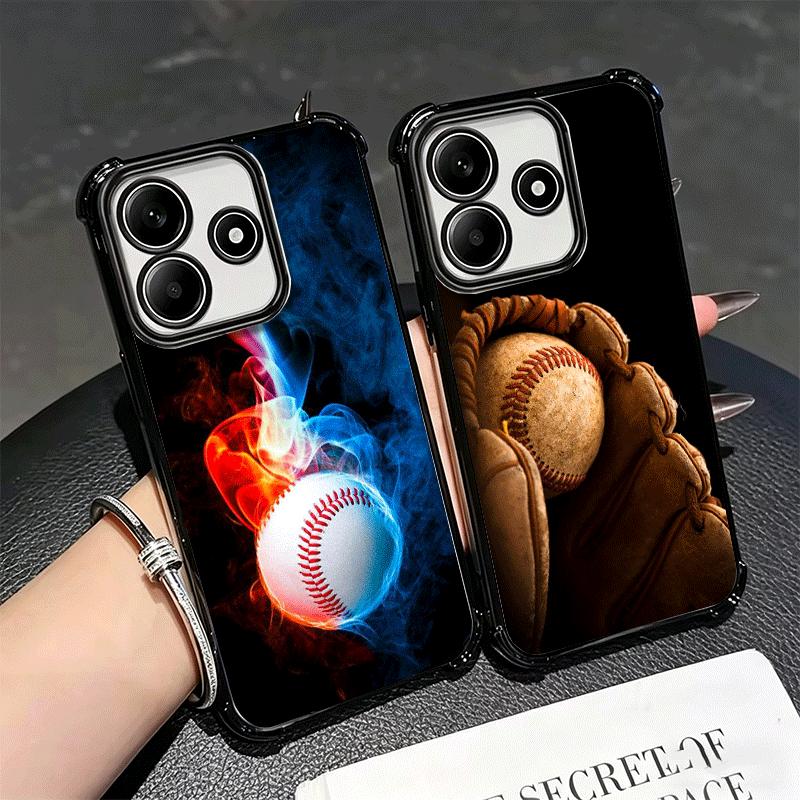 Baseball Sport Plating Phone Case For Xiaomi Redmi Note 14 15 Pro Plus 13 12 11 11S 11T 10 9S 9 5G Anti-Fall Airabag Cover