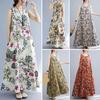 Verano cuello redondo sin mangas señora Maxi vestido estampado Floral de gran tamaño dobladillo suelto vestido largo para vacaciones ropa femenina