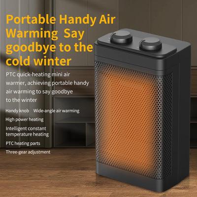 Tragbarer Lufterhitzer mit PTC-Keramik-Heizung und Fernbedienung, LED-Anzeige, 3-Gang-Windgeschwindigkeit, einstellbare 1500-W-Wärmemaschine für den Winter im Homeoffice.