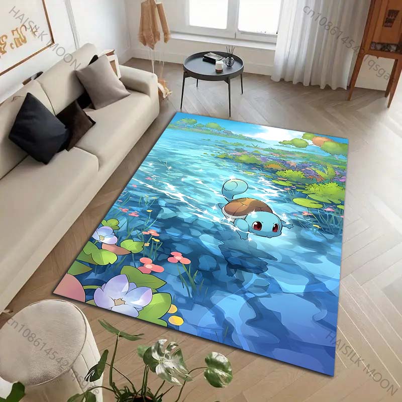 1PC Japanese Pokémon Squirtle Print Carpet for Living Room Bedroom Kid's Room Home Decor Area Rug Sofa Cloakroom Play Mat