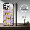 Retro Art Schwarzer B-Schmetterling Handyhülle für iPhone 17, 16, 15, 14, 13, 12, 11 Plus, Pro Magnetisch mit Magsafe Kabelloses Laden