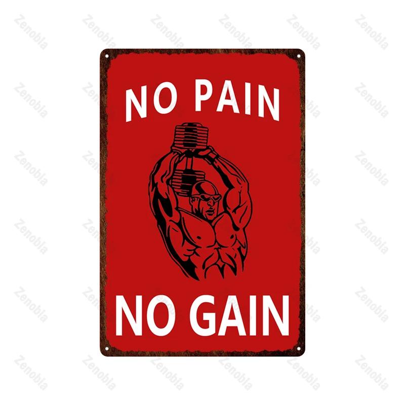 Trening Mięśni Fitness Metalowy Znak Podnoszenie Ciężarów Boks Sport Metalowa Tablica Tabliczki Sztuka Podnoś Ciężkie Blaszane Plakaty Siłownia Bar Wystrój Domu