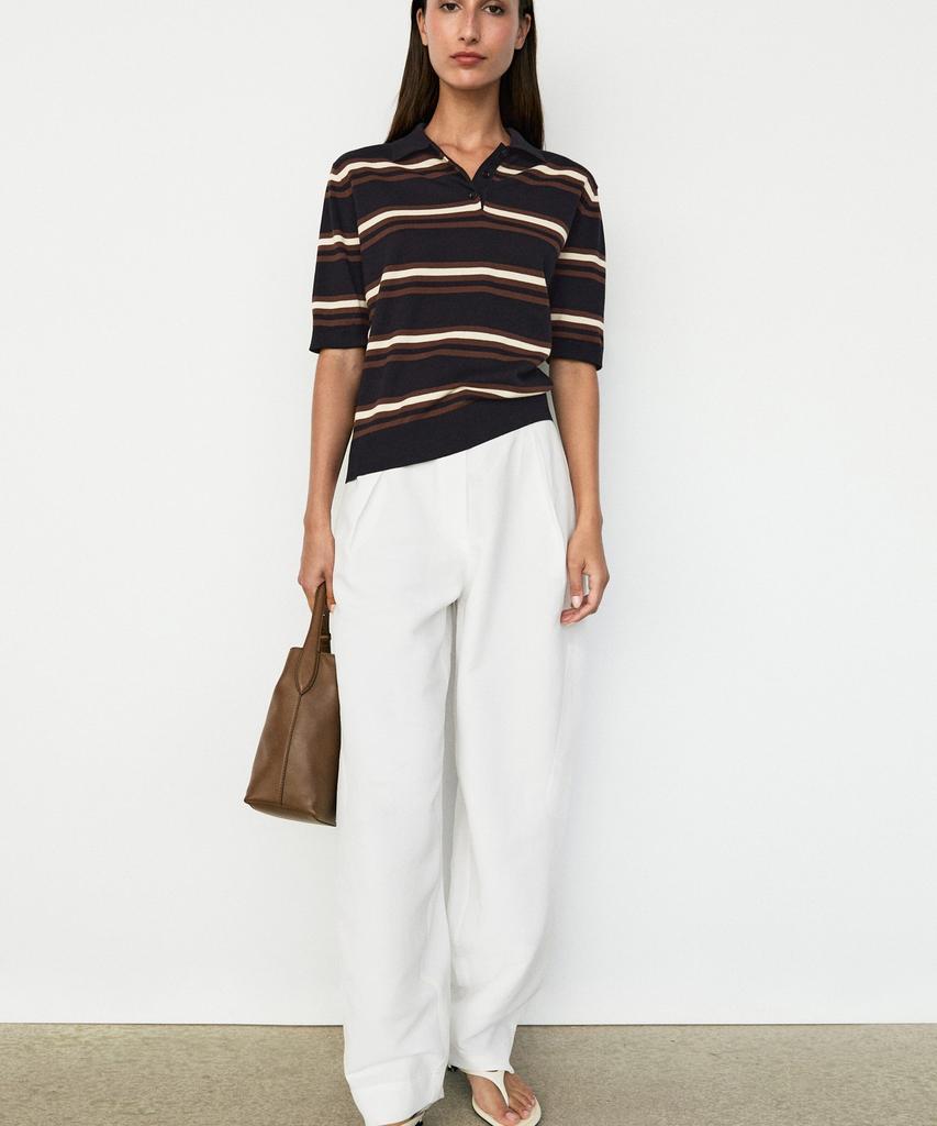 Masimodutti 100% Cotton Striped Knit Polo