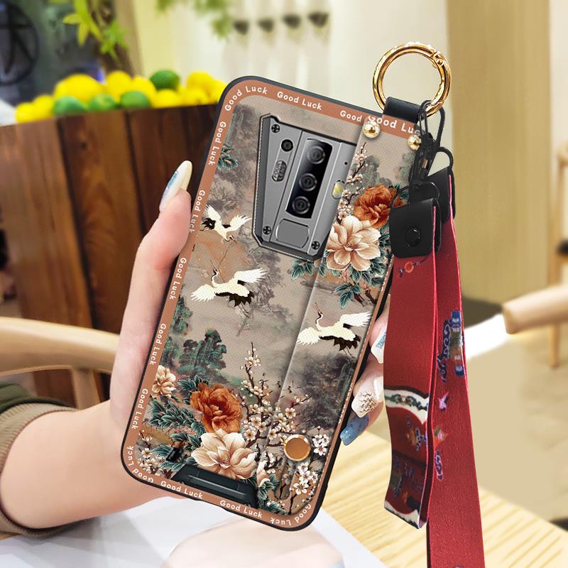 Phone Holder Anti-dust Phone Case For Blackview BV6900 Kickstand Ring Lanyard Durable Dirt-resistant Wristband Soft Case