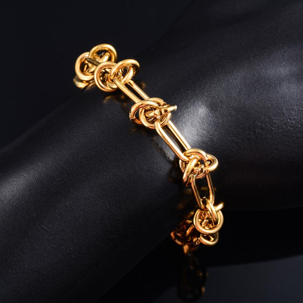 Vintage Women Bracelet Stainless Steel Knoting Link Chain for Men Hand Bangle Ankle Anklet Silver/Gold Jewelry Accessories