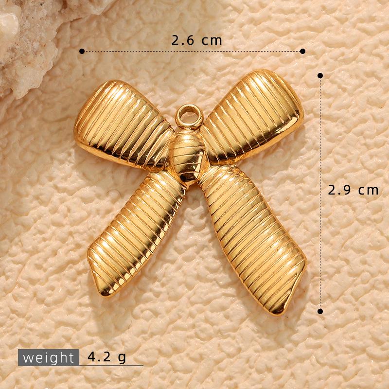 Bow Pendant Charm Necklace & Earring Set - European & American INS Style, Stainless Steel DIY Jewelry.