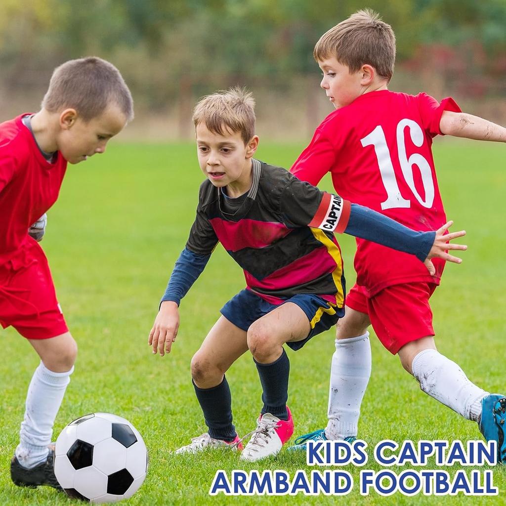 Football Captains Armbands 3Pcs Captain Armband Kid Polyester Captains Armband Adjustable Elastic Sports Arm Bands Football Accessories 3Colours