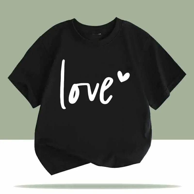 Love Heart Print Children Tshirts Summer Girls Boys Cute Casual Colorful Comfortable Tops Kids Crew Neck Short Sleeve Tshirts