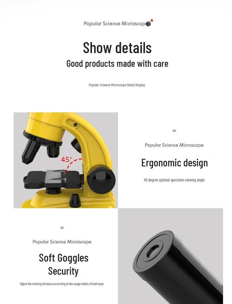 Hochauflösendes biologisches Mikroskop für Kinder im Alter von 6-12 Jahren: Ideal für den Unterricht über Zellen, Bakterien und Mikroorganismen in Grund- und Mittelschulen