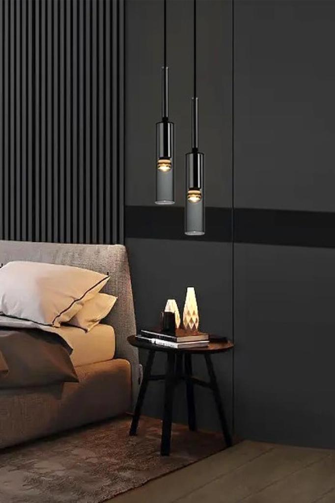 SPAHER Pendant Light, E26 Base, for Ceiling Mount, Wine Bottle Design, Transparent, 80cm Adjustable, Hanging, Stylish, Indirect Lighting, Glass, for