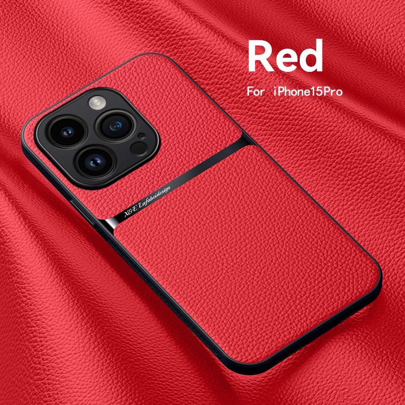For iPhone 15 14 13 12 11 Pro Max Case Magnetic Car Holder Phone Case For iPhone 14 15 Plus X XR XS Max Soft Leather Back Cover
