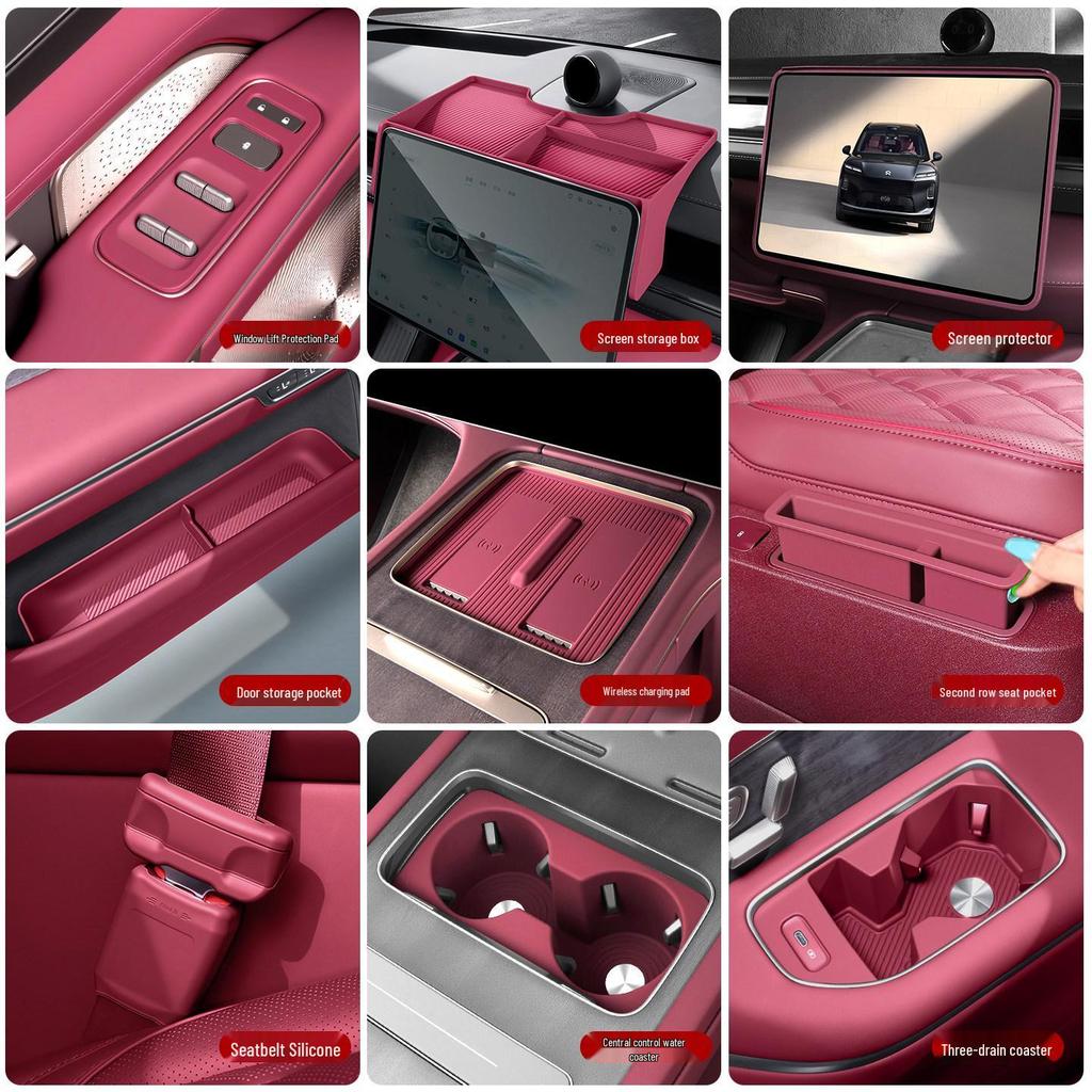 Nio ES8 Center Console Wireless Charger and Cup Holder Silicone Storage Box for 26 Models