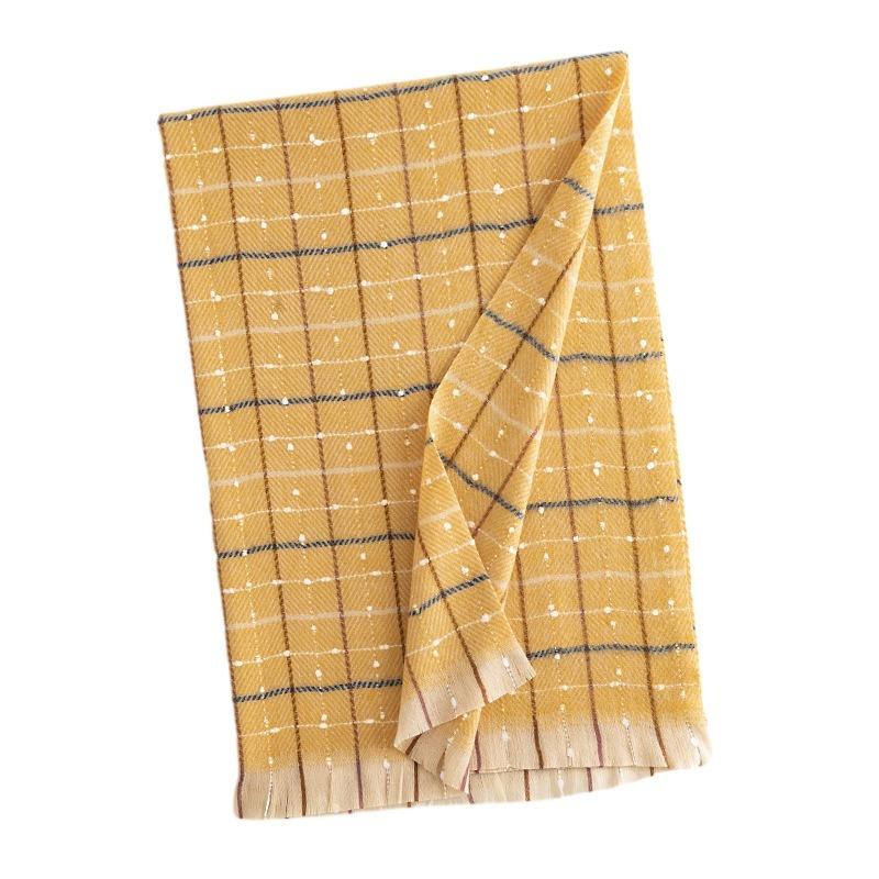 Maillard fringed plaid scarf winter new cream commuter neck protection scarf small fresh mesh warm shawl
