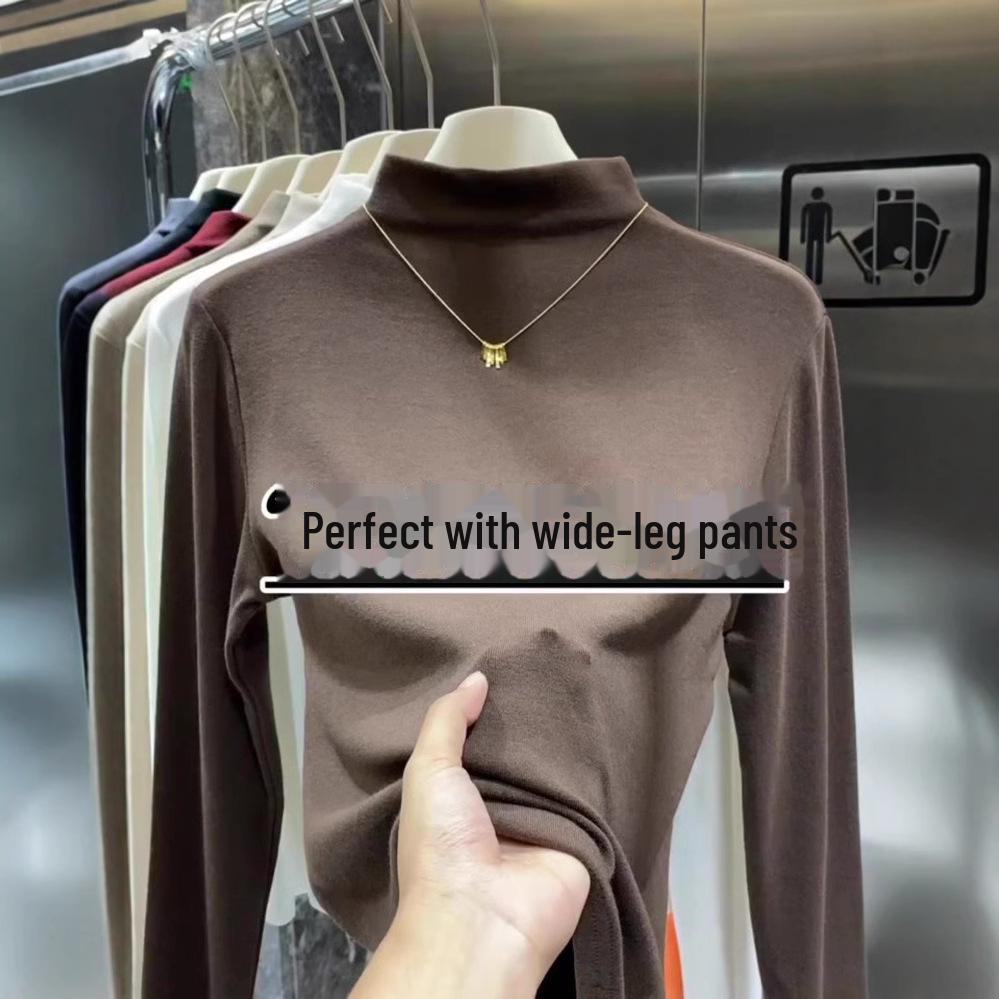 Women's Slim Half-High Collar Long-Sleeve T-Shirt - 2025 Autumn/Winter Collection