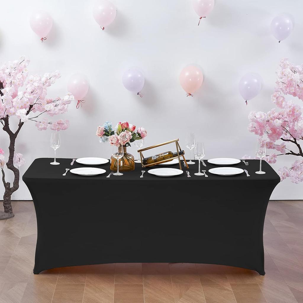 Stretch Spandex Table Cover for Rectangular Tables, Elastic Fitted Tablecloth, Wrinkle Resistant Table Cloth for Parties,Wedding