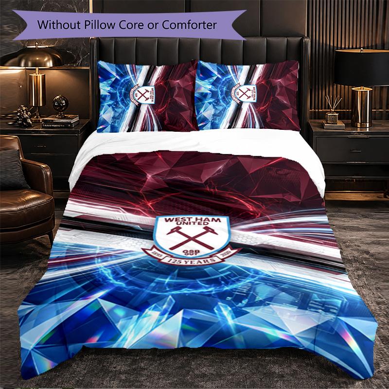 West Ham United Calcio Set Biancheria da Letto 3 Pezzi Morbido Set Copripiumino con Federe Set Decorazione Camera da Letto per la Casa