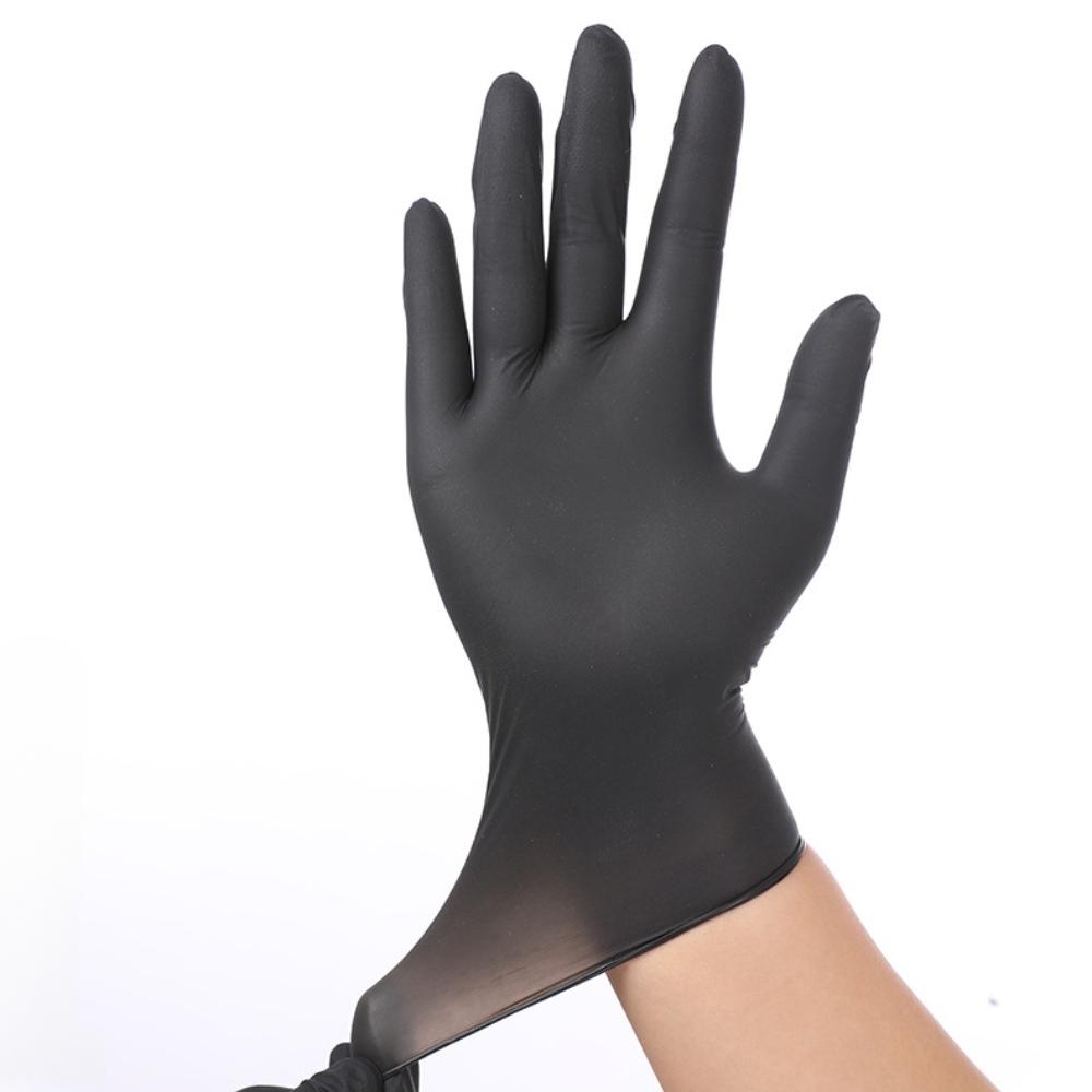 

100PCS Black Nitrile Gloves Thickened Disposable Gloves for Cleaning Hairdressing Waterproof Dishwashing Tattoo Gloves S чорний