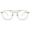 Used W BRIDGE BOSLLINGTON SUNGLASS GOLD  CLEAR/Double Bridge Twin Bridge Bosllington Round Glasses Retro Non Prescription Lightweight UV Protection