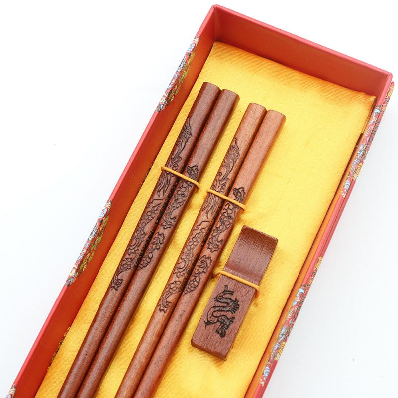 Dragon Pattern Wooden Chopsticks - Ideal for Business, Weddings, Travel, and Special Occasions