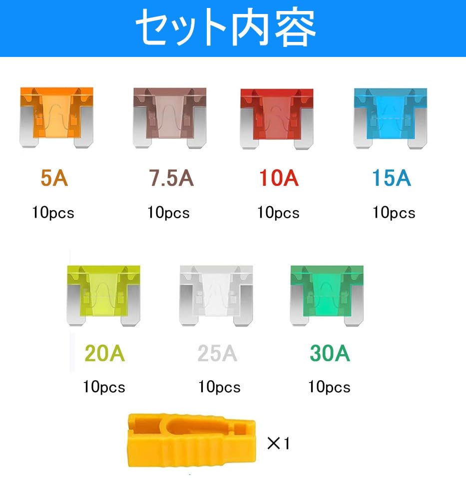 70 Pack Low Profile Fuses 5A 7.5A 10A 15A 20A 25A 30A Car