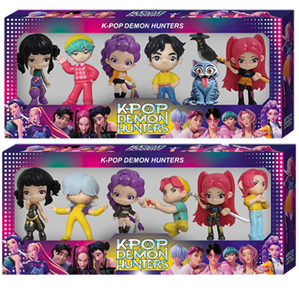 Neues 6-teiliges Set 10CM Anime Kpop Dämonenjäger Jungen und Mädchen Serie Figur Spielzeug Dekoration Statuen Ornamente Weihnachtsspielzeug Geschenke