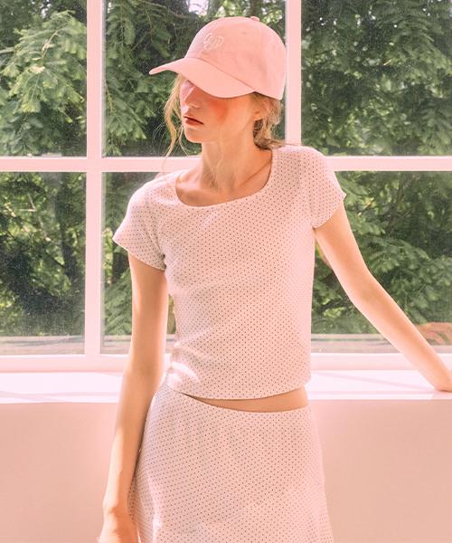 Seideu [W] Mini Dot Frill Lounge Short Sleeve T-Shirt