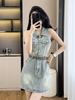 Sleeveless Denim Halter Dress - High Waist Summer Cool