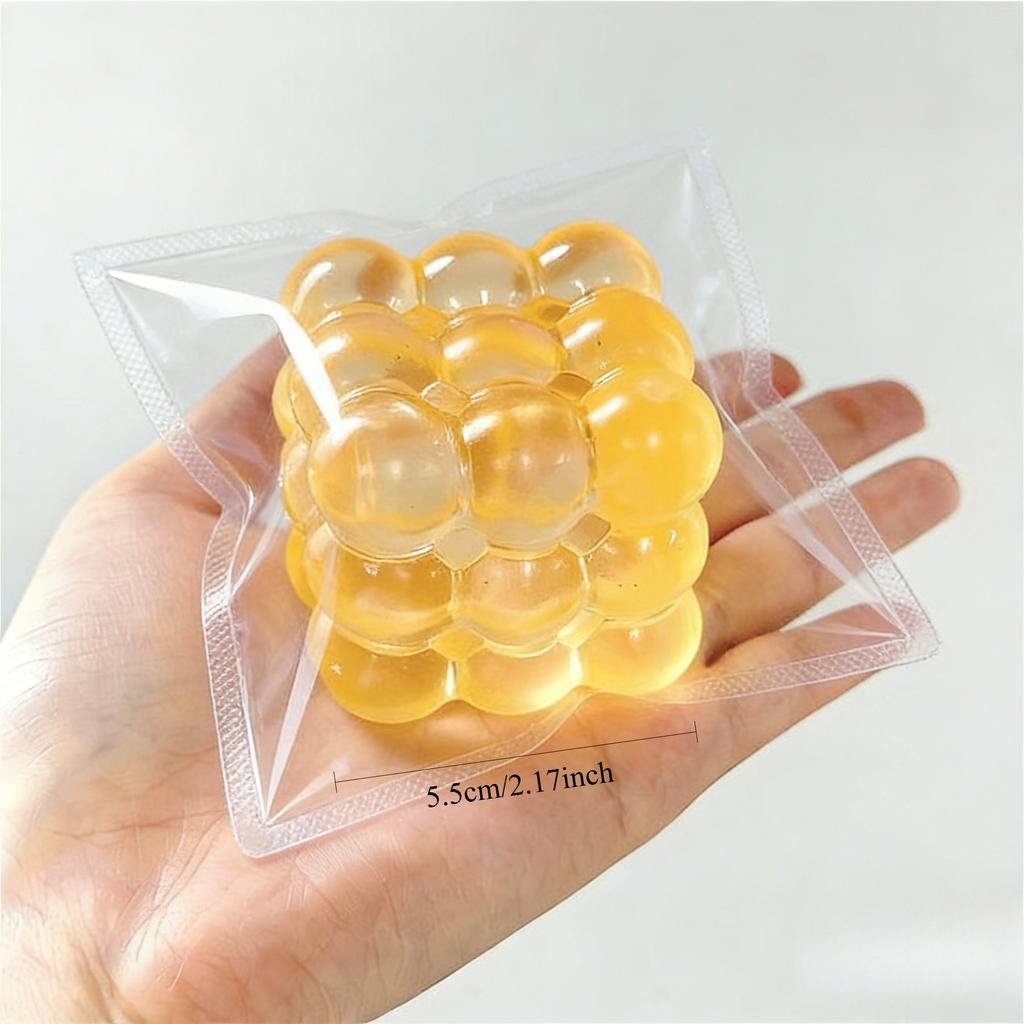 1Pcs Random Color Cube Maltose Squeeze Toy Soft Transparent Stress Relief Bubble Fidget Toy Portable Hand Decompression Toy