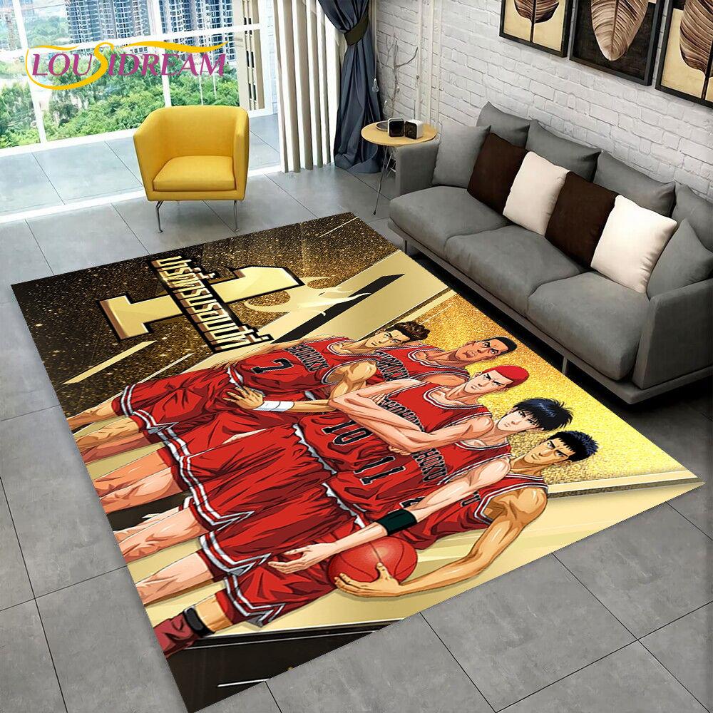 Tappeto Area Slam Dunk Anime Cartone Animato Giapponese, Tappeto per Soggiorno Camera da Letto Divano Zerbino Decorazione, Tappetino Antiscivolo per Bambini