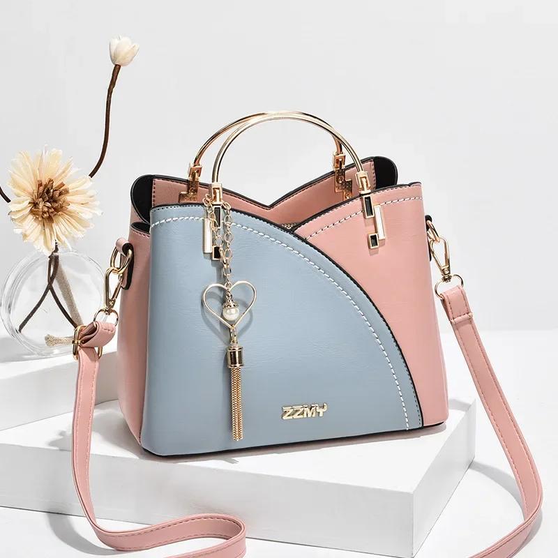 

Women s Patchwork PU Leather Handbag Fashion Elegant Shoulder Messenger Office Work Bag Ladies Luxury Female Fashion Accessory небесно-голубой