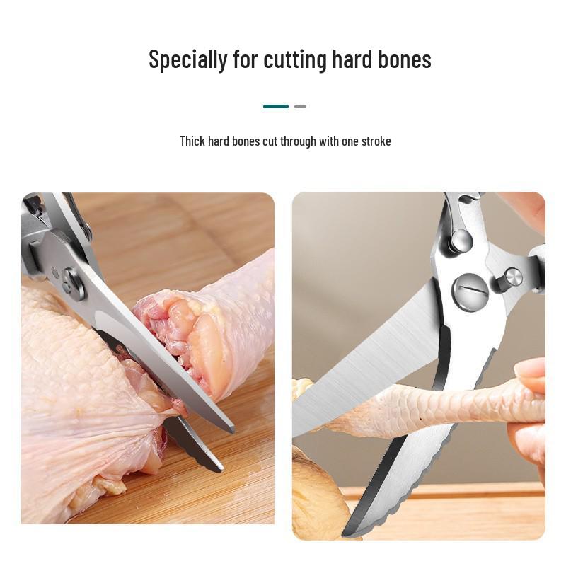 Heavy-Duty Stainless Steel Kitchen Scissors - Multi-Functional for Fish and Bone Cutting