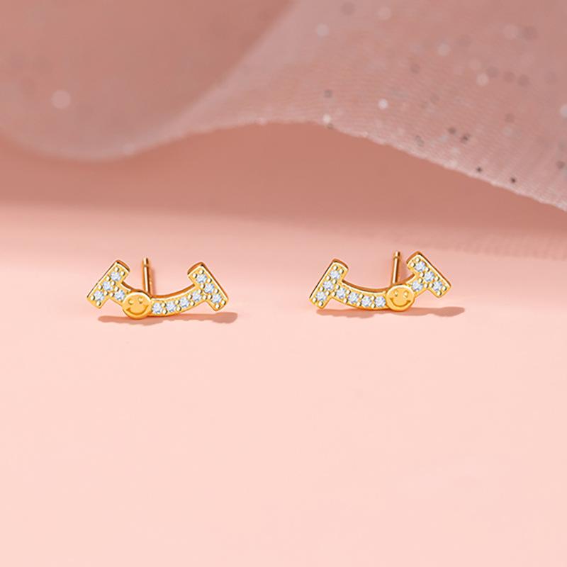 

Серьги-гвоздики Smile, женские минималистичные серьги Niche Design Sense Geometric, серьги Xia Yang Ear Hole Flash Diamond