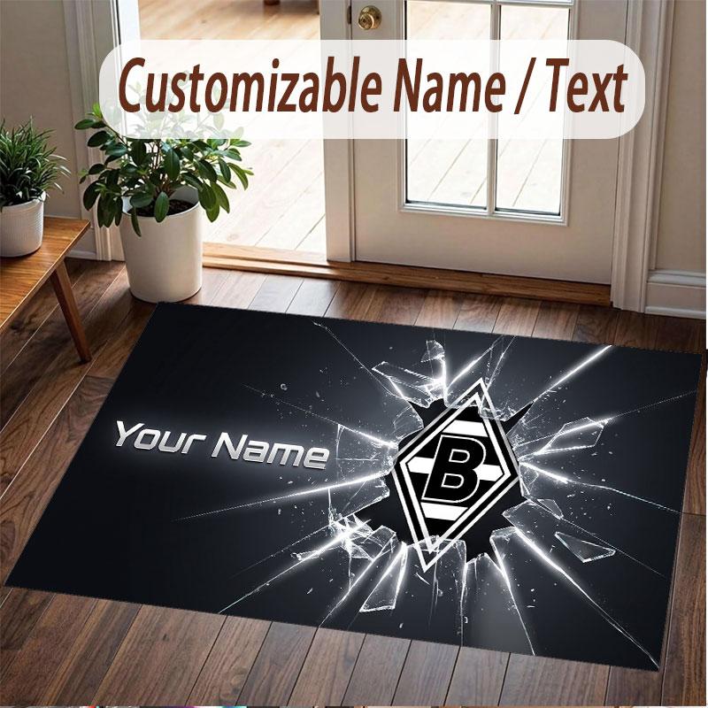 Custom Rug Borussia Mönchengladbach Pattern Print Name Text Soft Non‑Slip Floor Carpet for Home Indoor Decoration