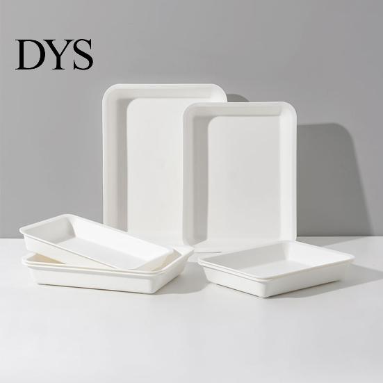 Storage Food Tray White Stackable Round Edges Easy To Clean Spill Fruit Resistant Multipurpose Plastic Hot Pot Serving for Dining Room Dessert Platter