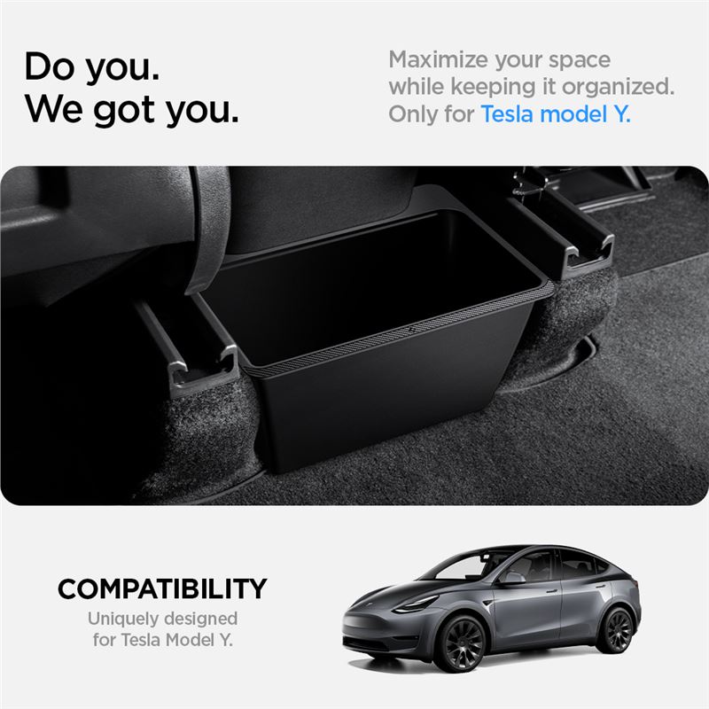Spigen Tesla Rear Under Air Outlet Storage Box, Black - Tesla Model Y