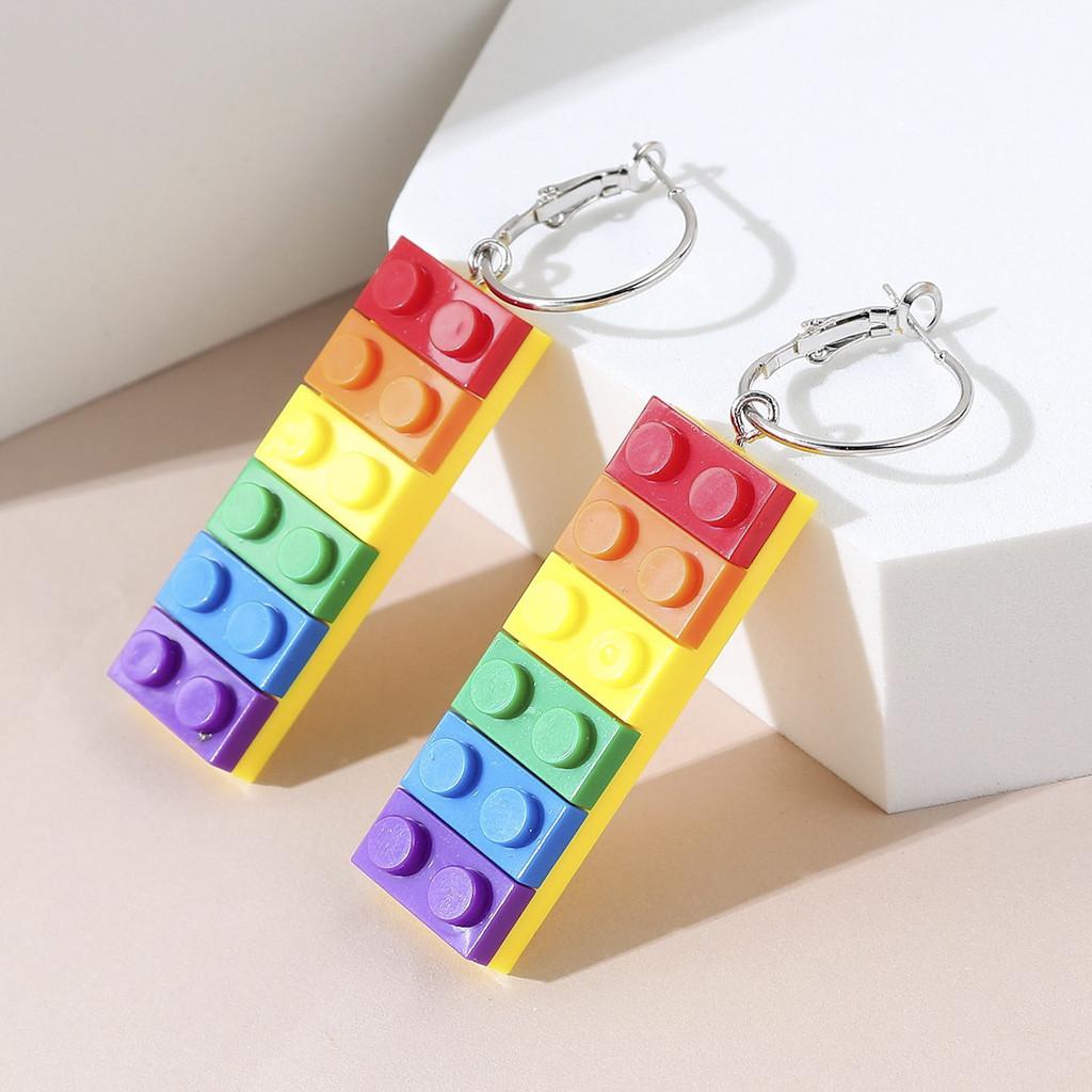 Trendy Colorful Geometric Acrylic Earrings Chic European American Jewelry